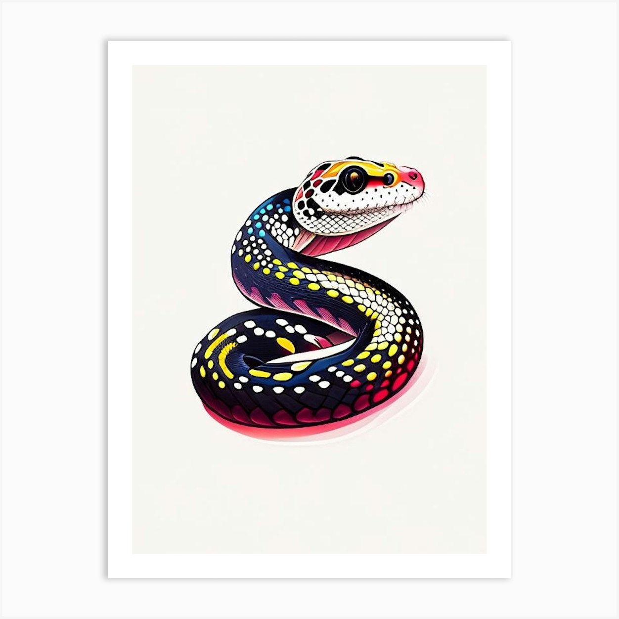 Speckled Kingsnake Tattoo Style Art Print by The Snake Pit - Fy