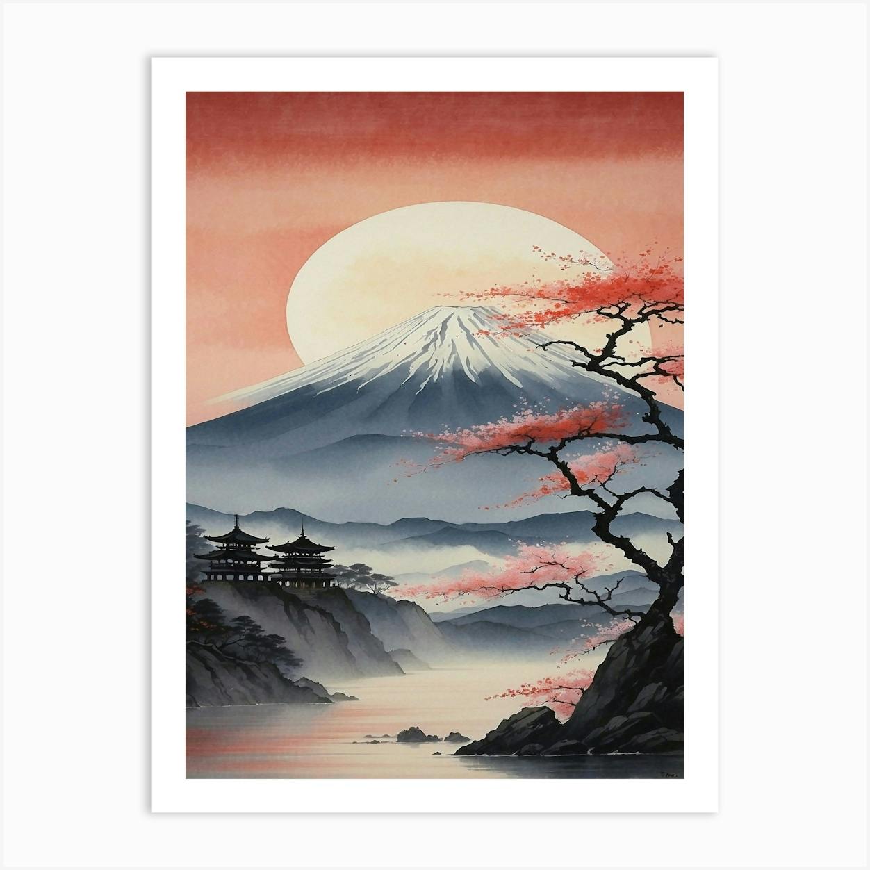 Store Large oil painting on canvas Mt. Fuji Japan Unframed 24