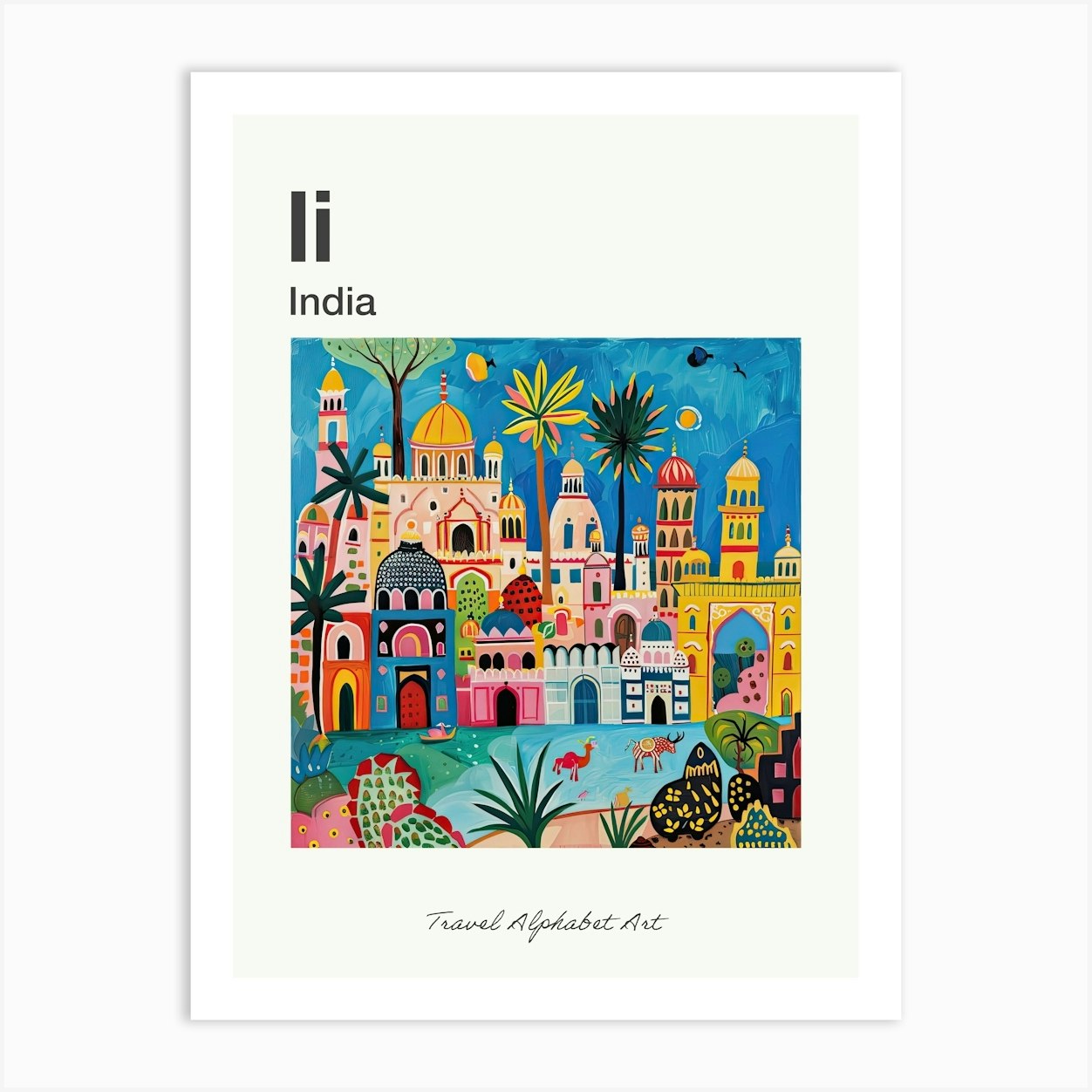 Kids Travel Alphabet India 1 Art Print by Scribble Studio Fy