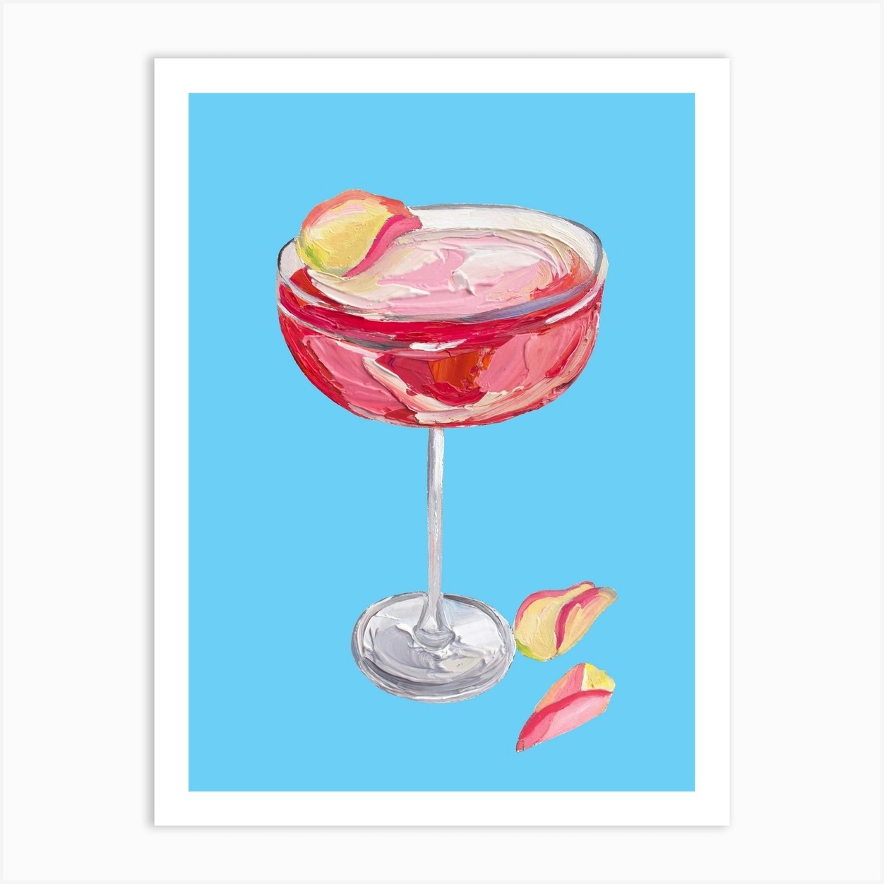 Sparkling Rose Gin Cocktail Art Print by Alice Straker - Fy