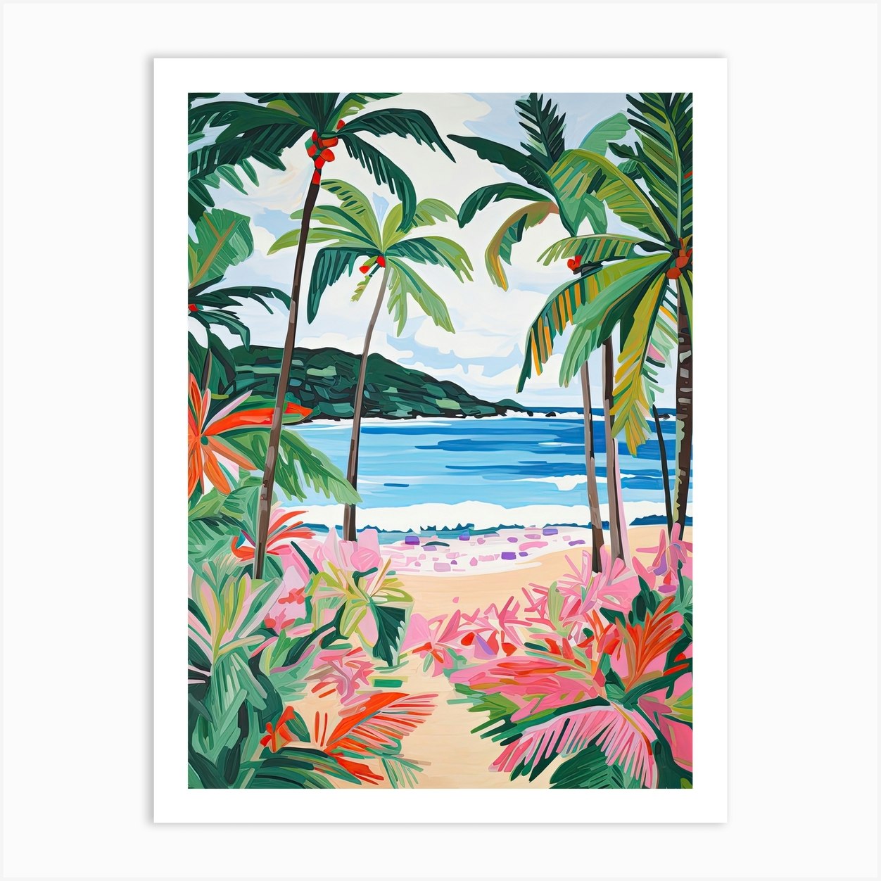 El Yunque Beach, Puerto Rico, Matisse And Rousseau Style 3 Art Print by ...