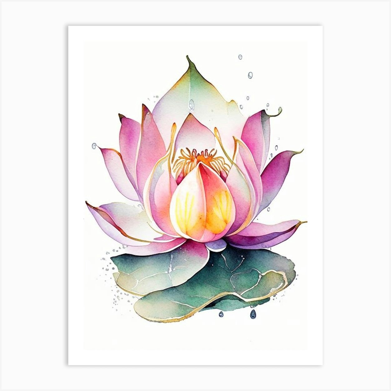 Lotus Flower, Buddhist Symbol Watercolour 4 Art Print by The Artsy ...