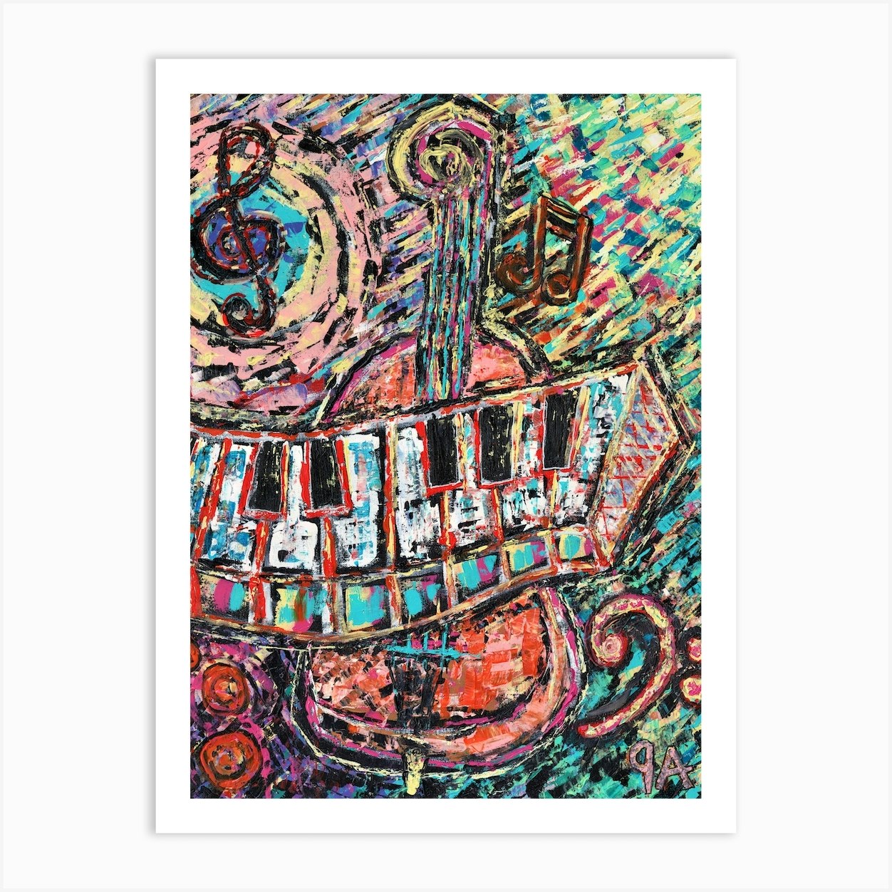 Abstract Textured Musical Instruments Vibrate With Sound Art Print by