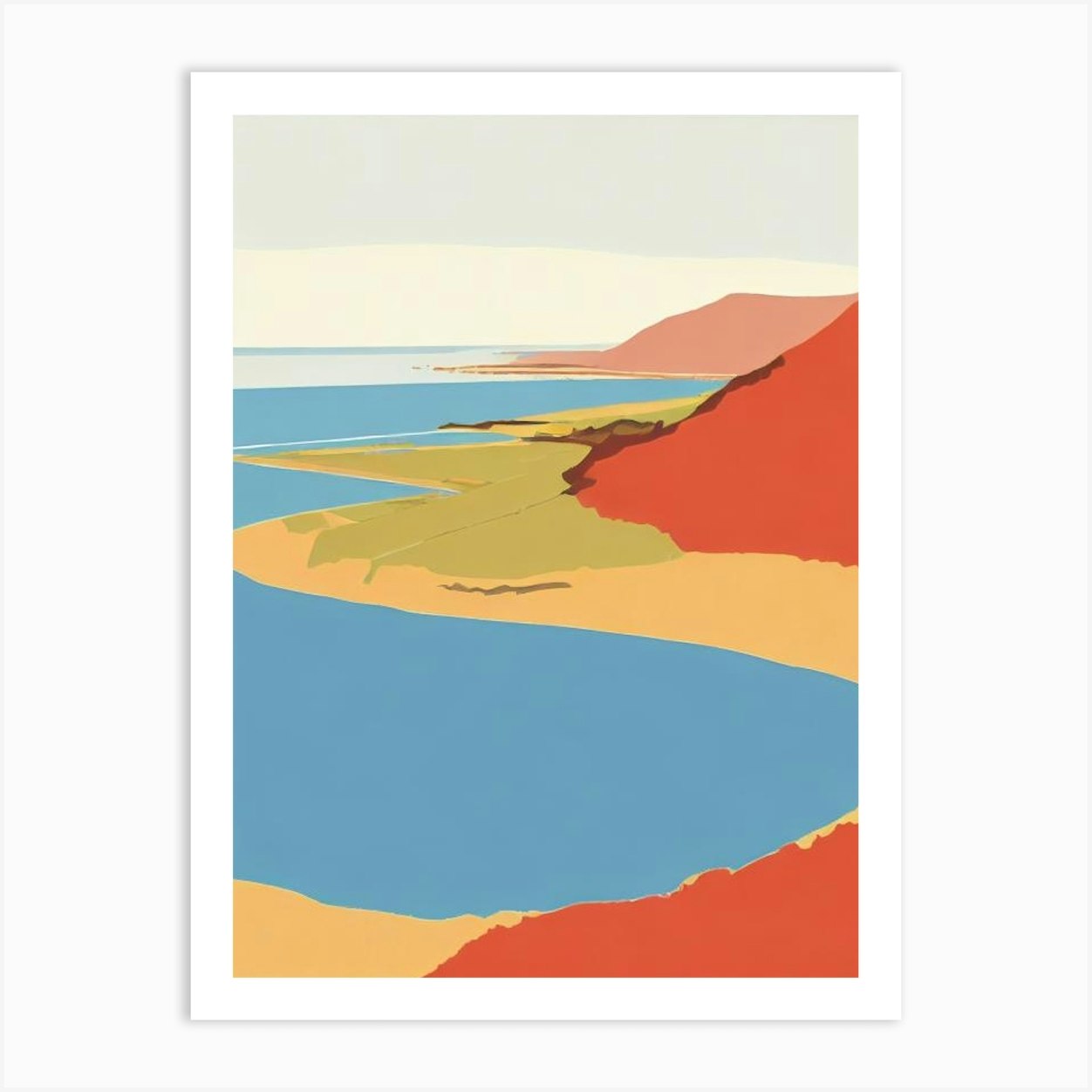 Rhossili Bay Gower Peninsula Wales Midcentury Art Print by Seaside ...