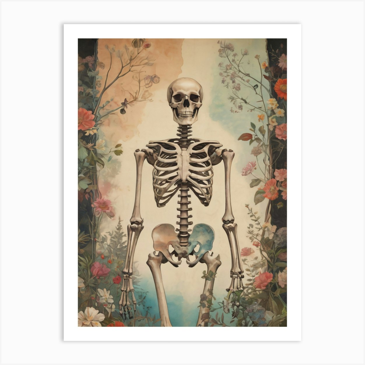 Botanical Skeleton Vintage Painting (13) Art Print By 1xmerch - Fy