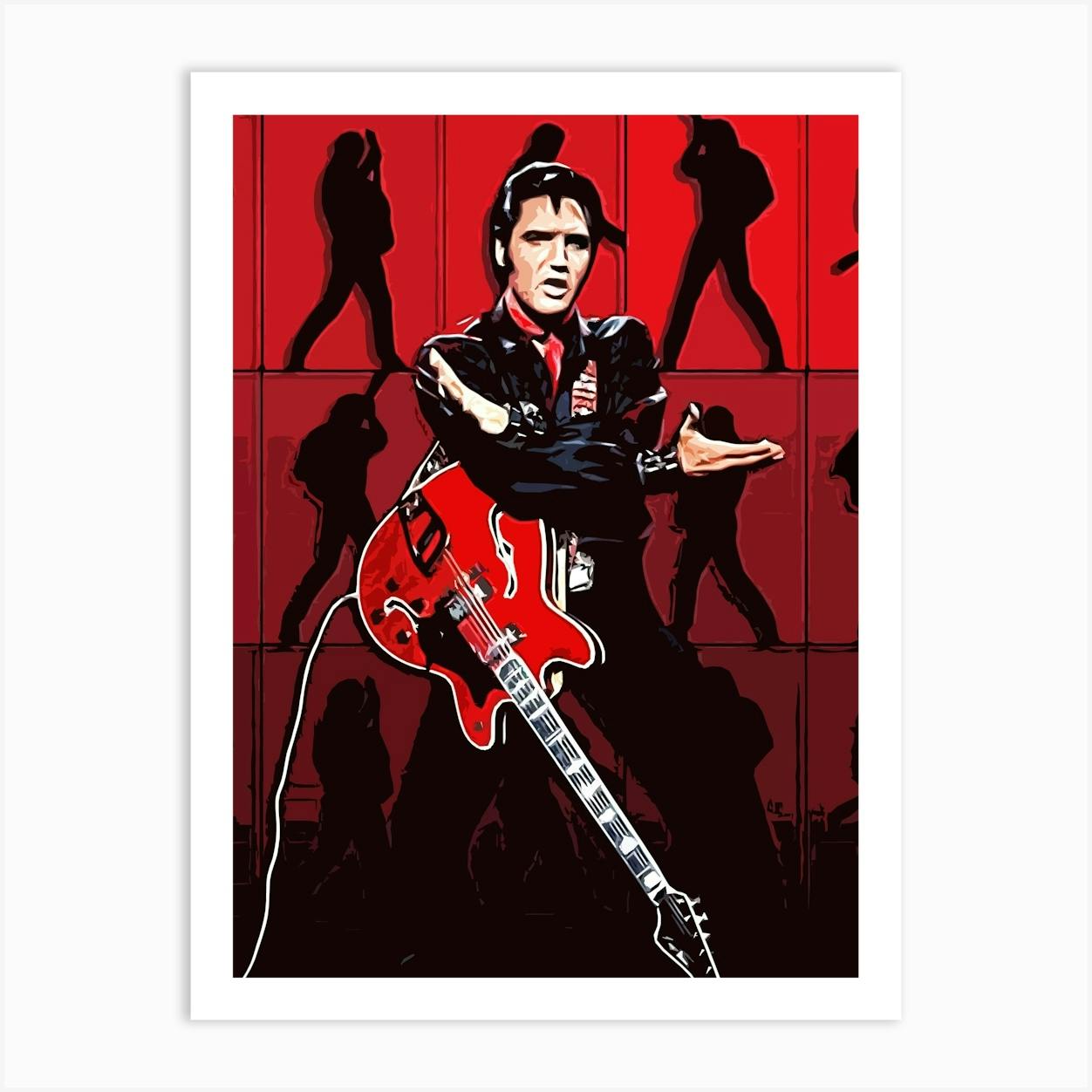 11x14 Elvis Presley Playing deals Guitar Watercolor Oil Painting Print