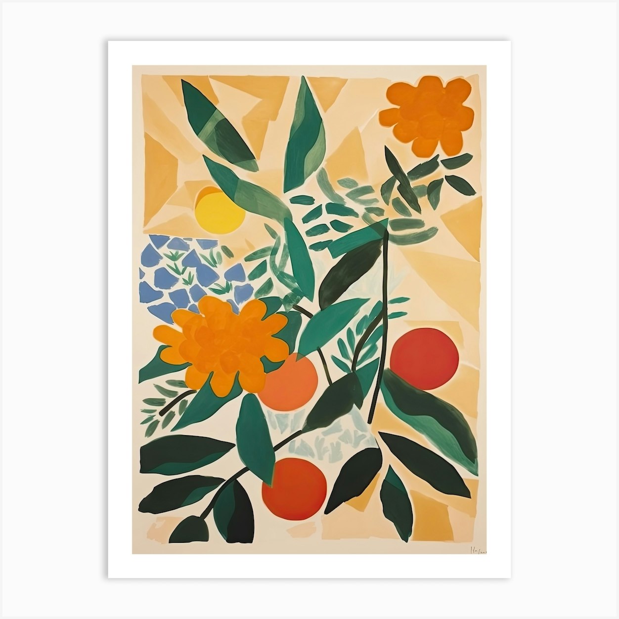 Marigold Flower Illustration 3 Art Print by Flora Expressions - Fy