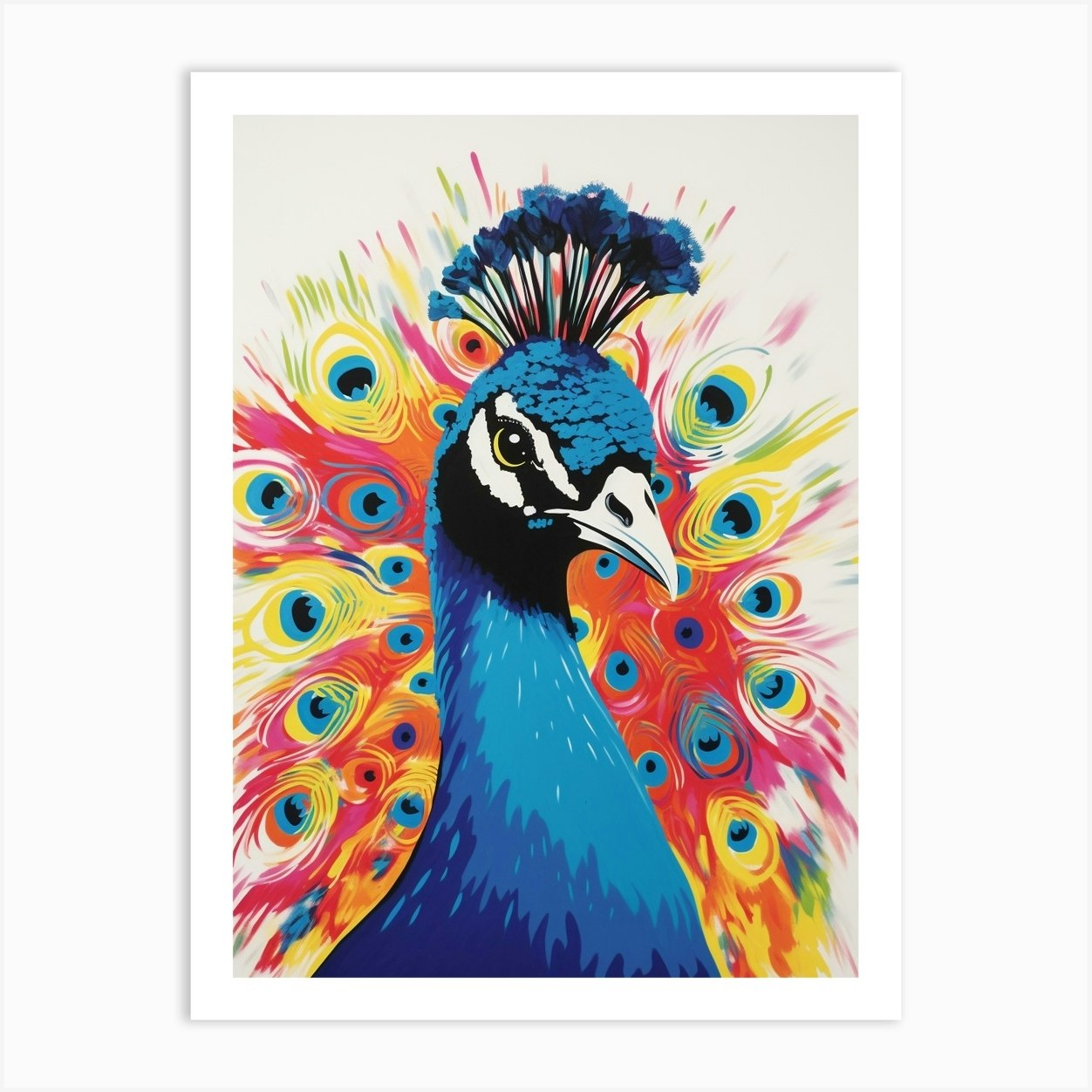 Andy Warhol Style Bird Peacock 3 Art Print by Feathered Muse - Fy