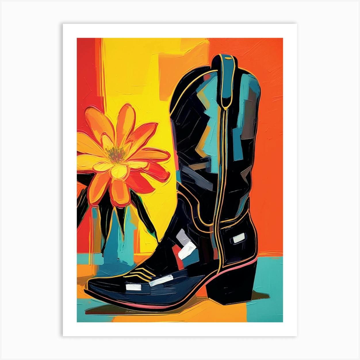 Matisse Inspired Cowgirl Boots 12 Art Print by Retro West Fy