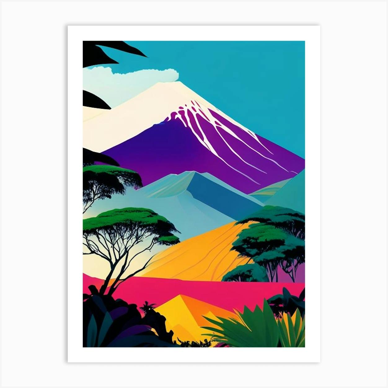 Kilimanjaro painting 2024 collage mixed media acrylic cloth