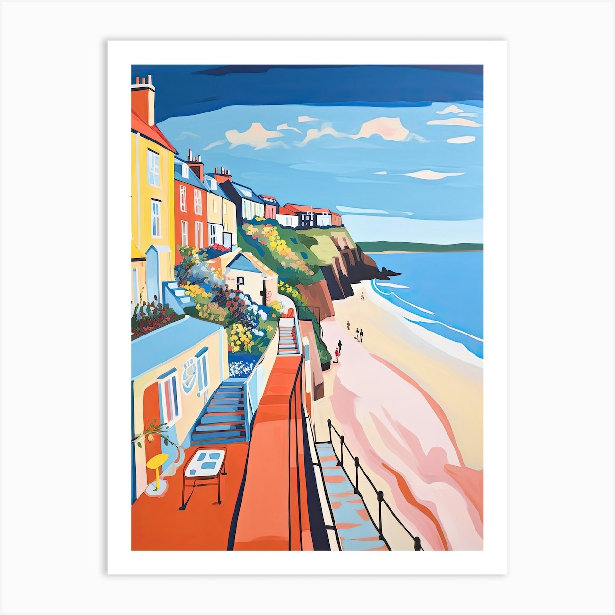 Filey Beach, North Yorkshire, Matisse And Rousseau Style 4 Art Print by ...