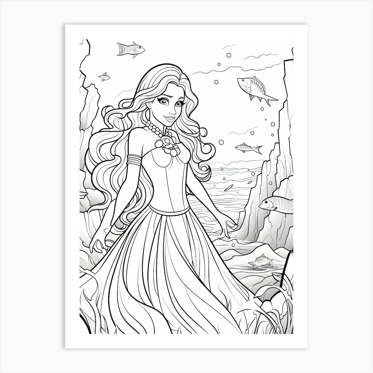 The Ocean S Surface (The Little Mermaid) Fantasy Inspired Line Art 2