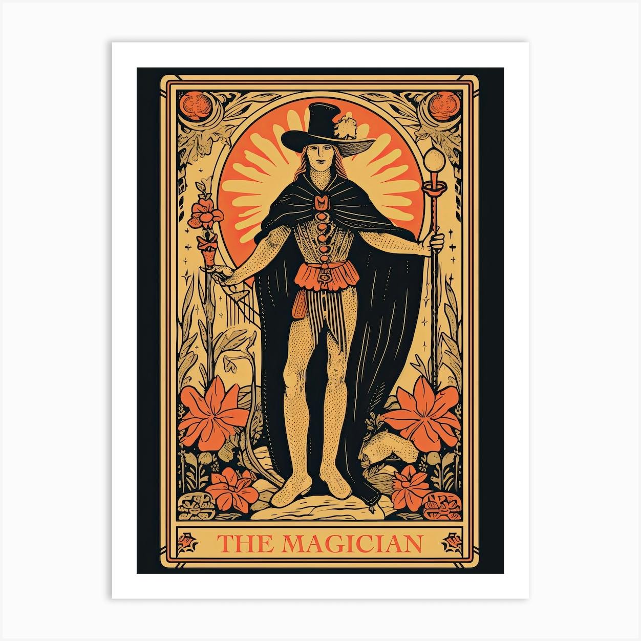 The Magician Tarot Card, Vintage 2 Art Print By Arcane Artistry - Fy