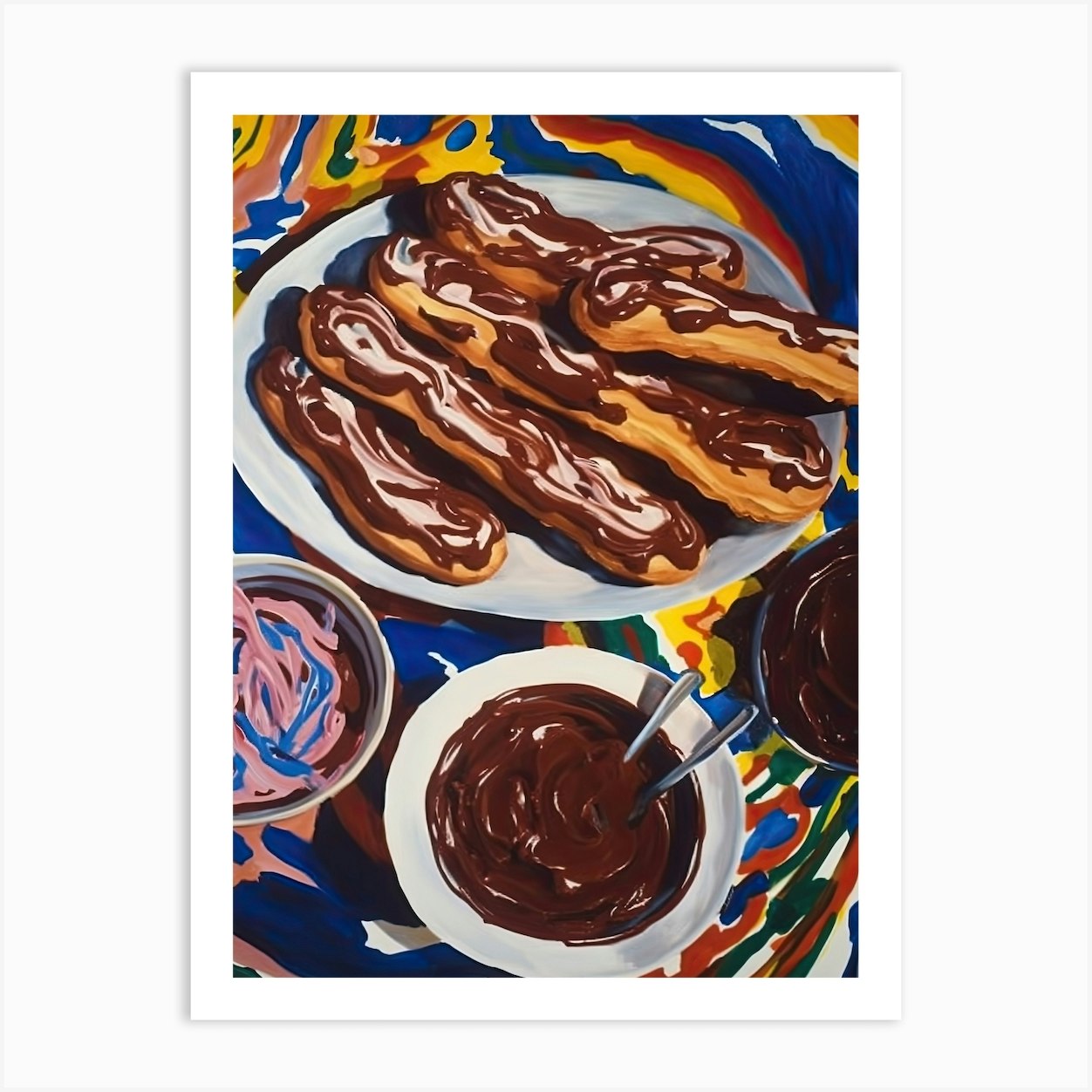 Chocolate Eclairs Painting 3 Art Print by Pudding Palette Fy