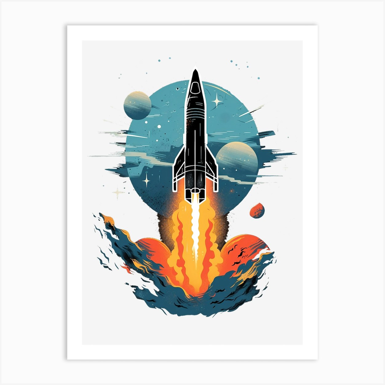 Retro sci-fi rocket Art Print by Magnolion - Fy