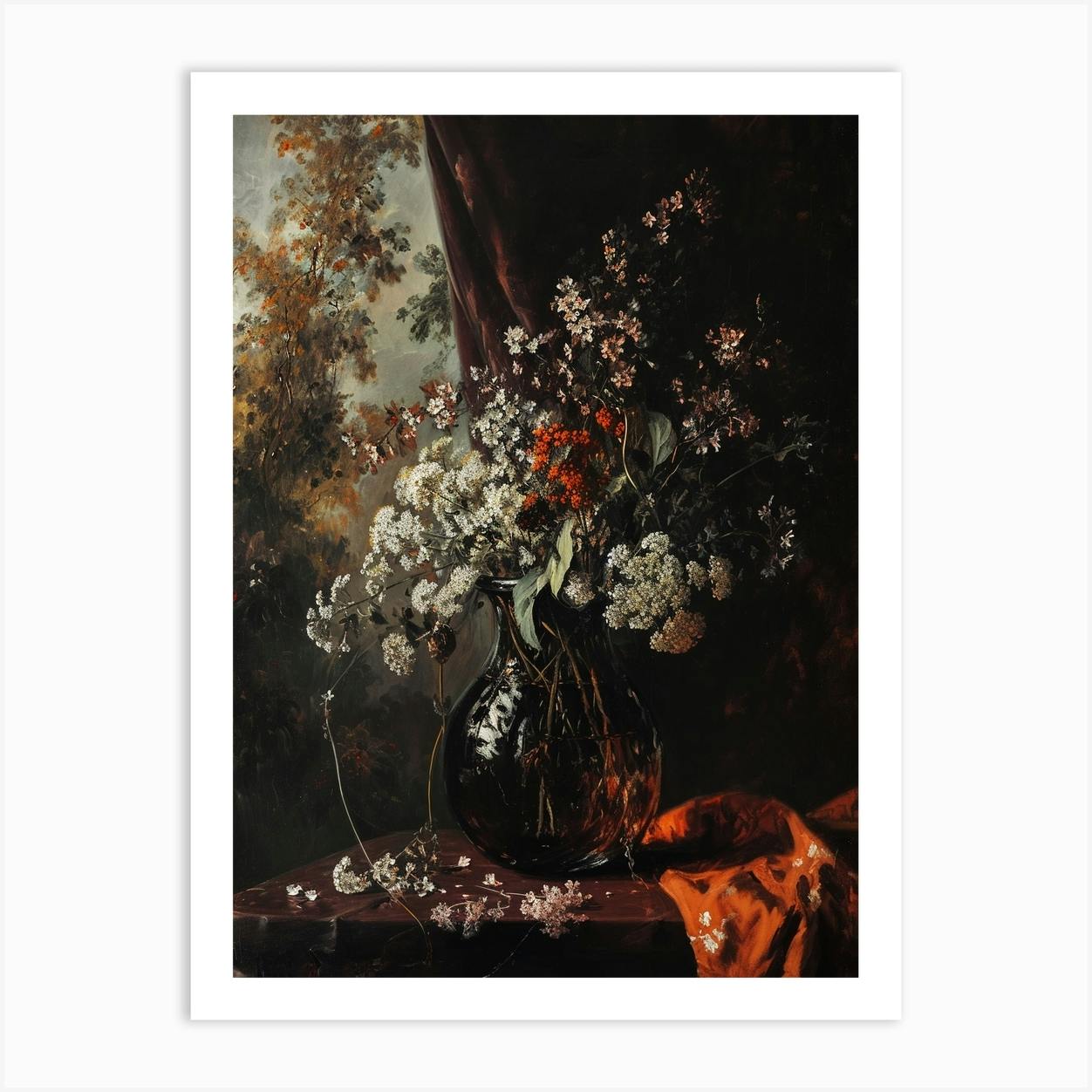 Baroque Floral Still Life Nigella 1 Art Print By Botanic Studio - Fy