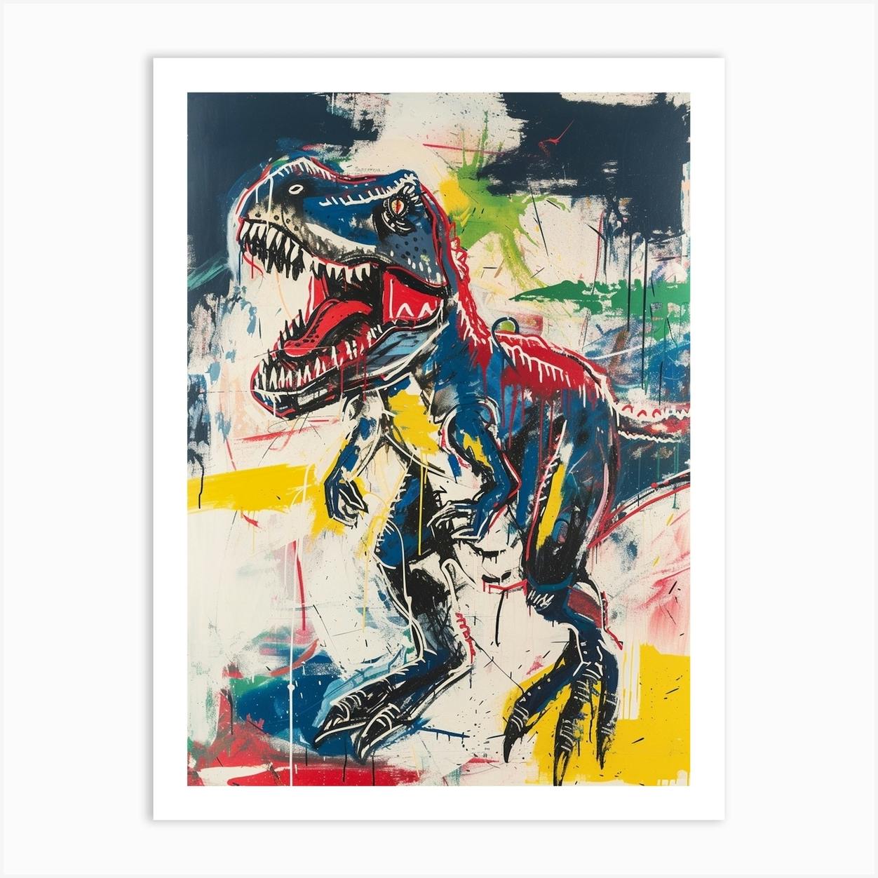 『T.rex』 クレイアート　絵画 Graffiti Abstract T Rex Painting 1 Art Print by Dino