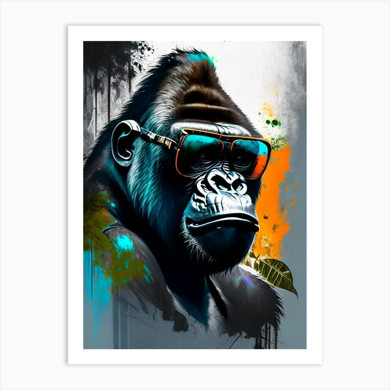 Gorilla With Sunglasses Gorillas Graffiti Style 1 Art Print By Primate 