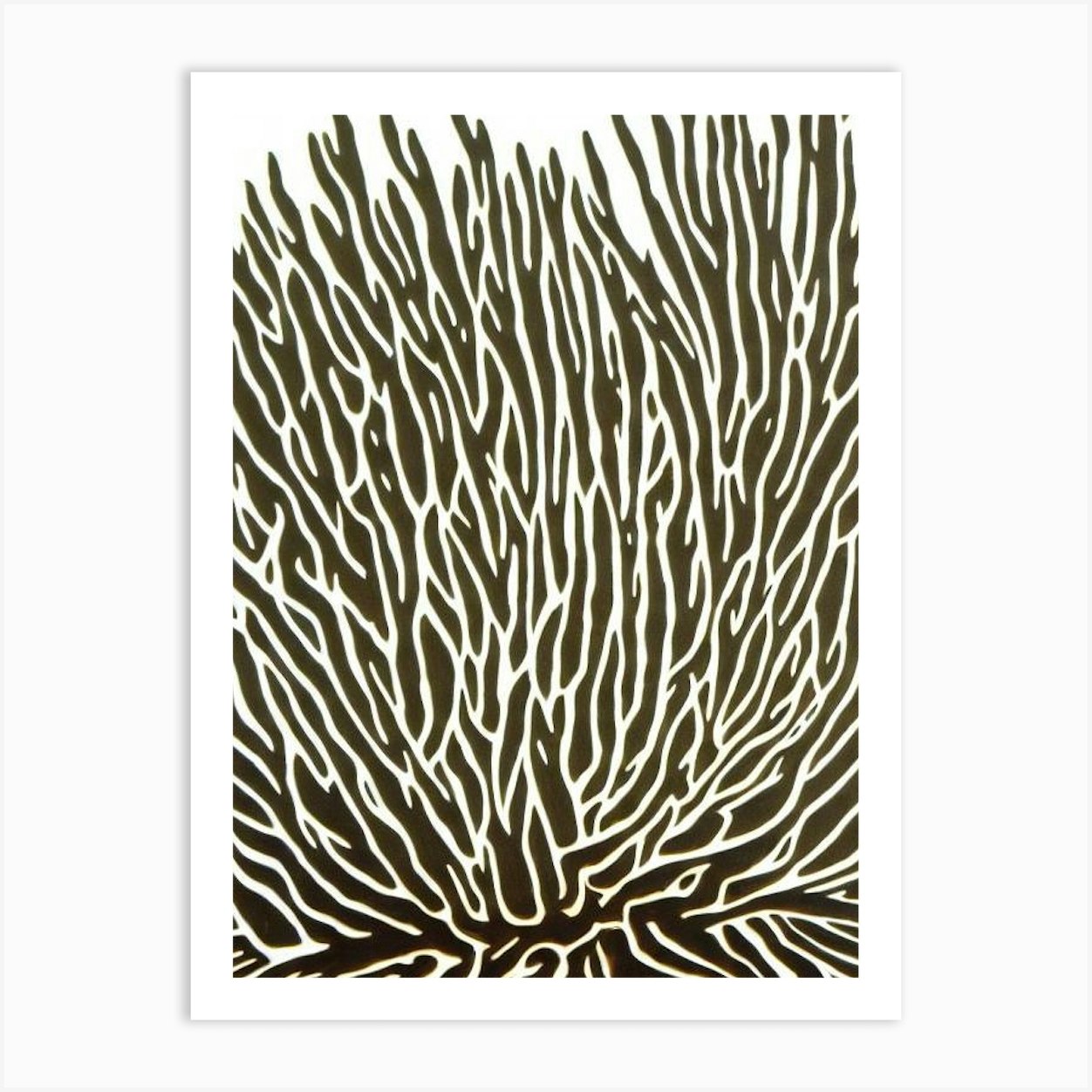 Acropora Cytherea Linocut Art Print by Reef Reflections - Fy