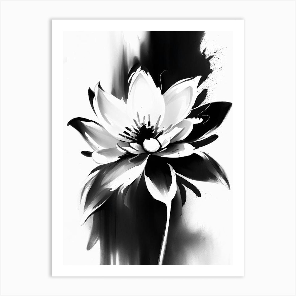 Flower Symbol 1 Black And White Painting Art Print by Symbolic ...