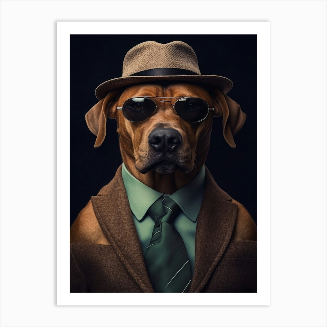 Gangster Dog Rhodesian Ridgeback Art Print By Woof And Whiskers - Fy