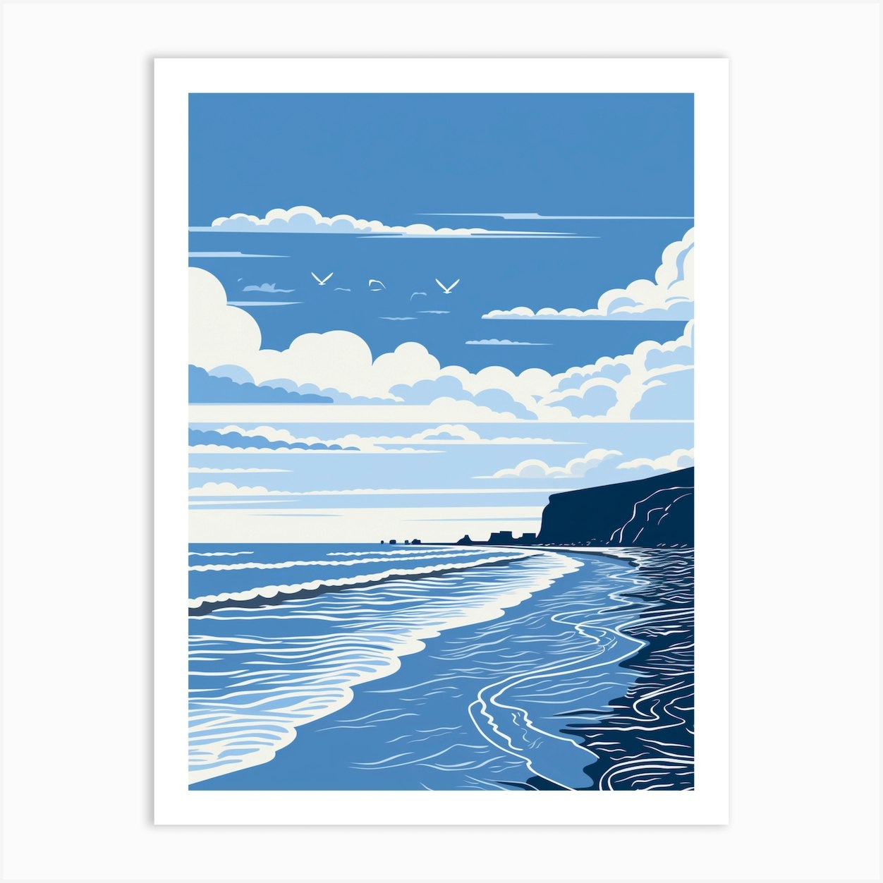 A Screen Print Of Croyde Bay Beach Devon 4 Art Print by Sand & Surf ...