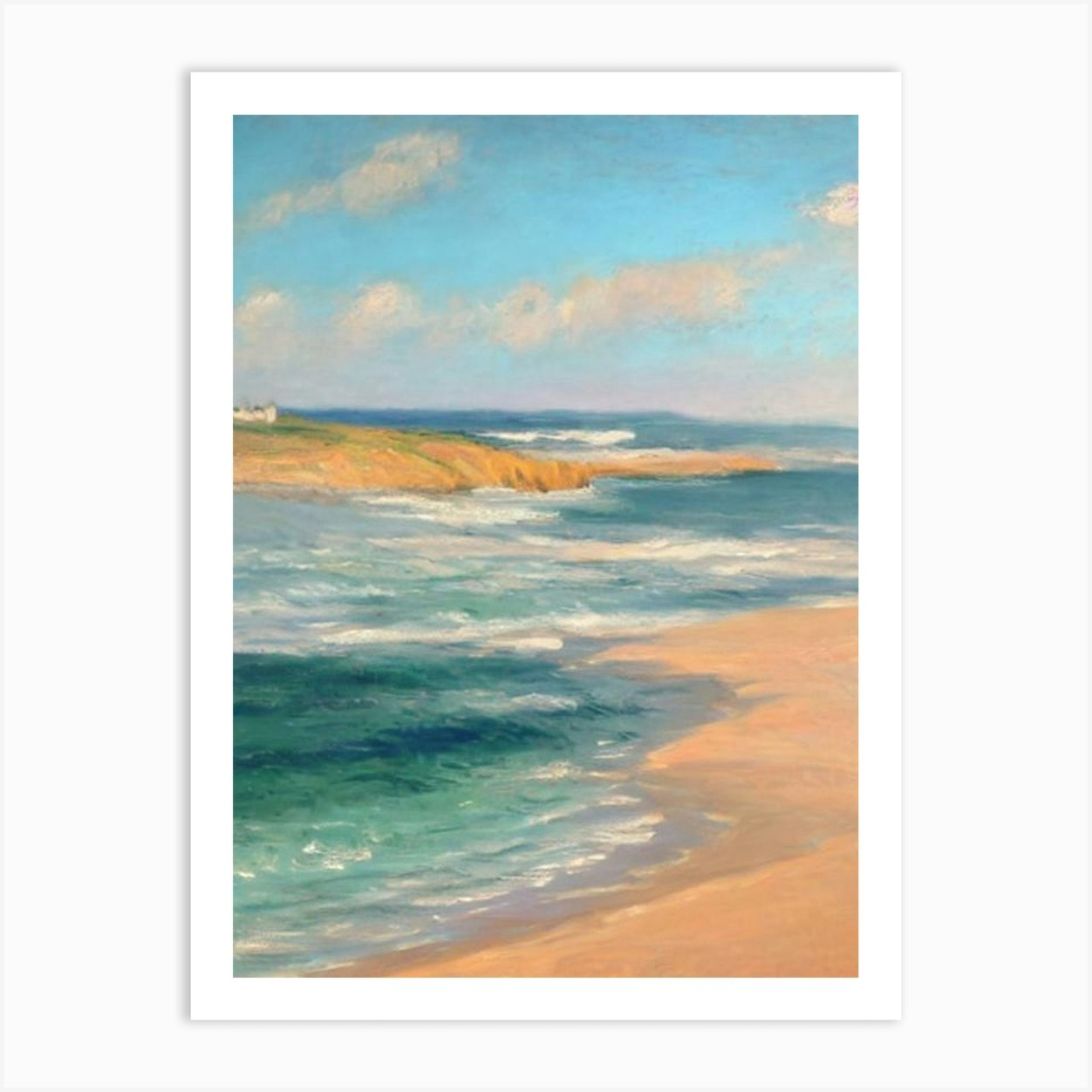 Fistral Beach Cornwall Style Art Print by Seaside Nostalgia Fy