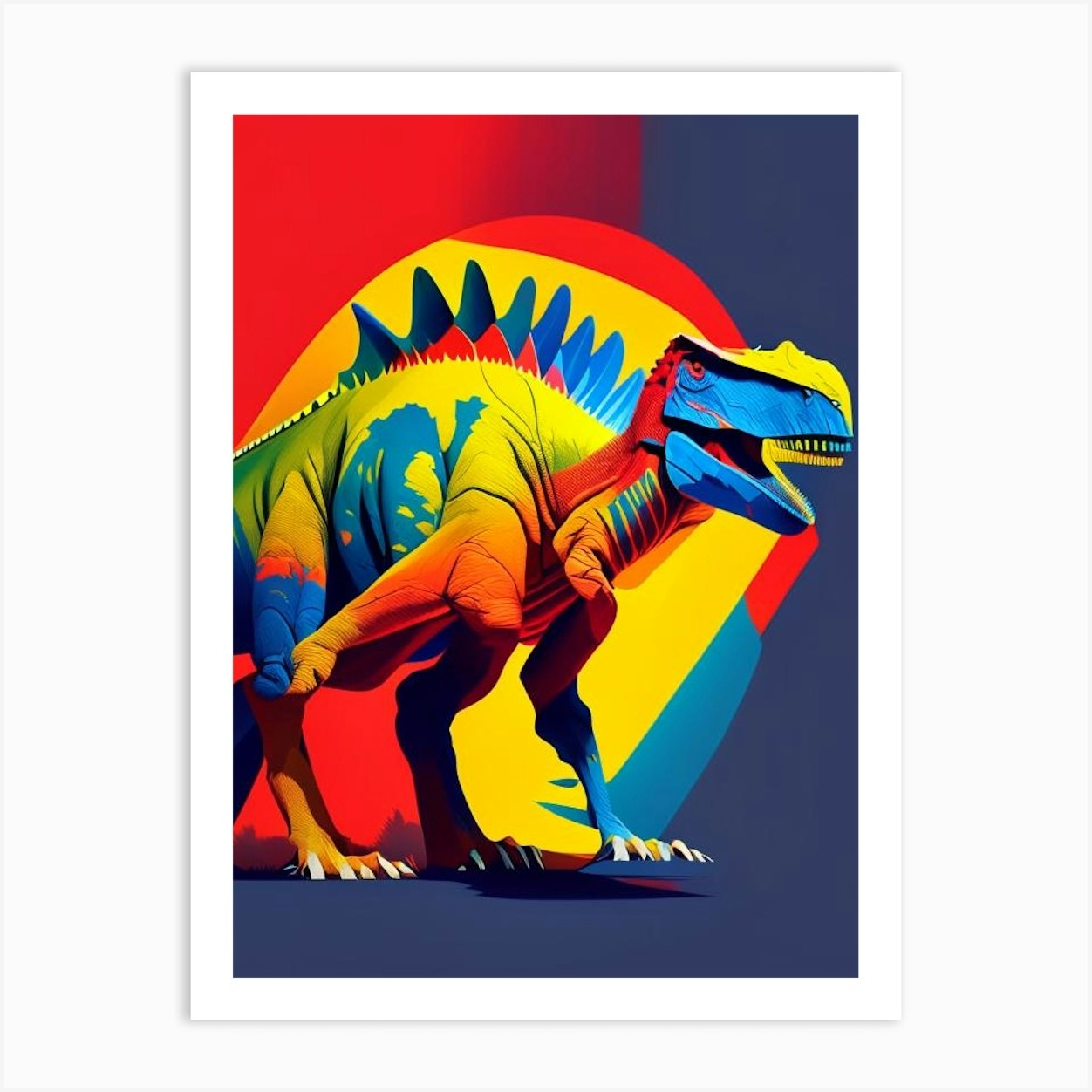 Kentrosaurus Primary Colours Dinosaur Art Print by Roarsome Art - Fy