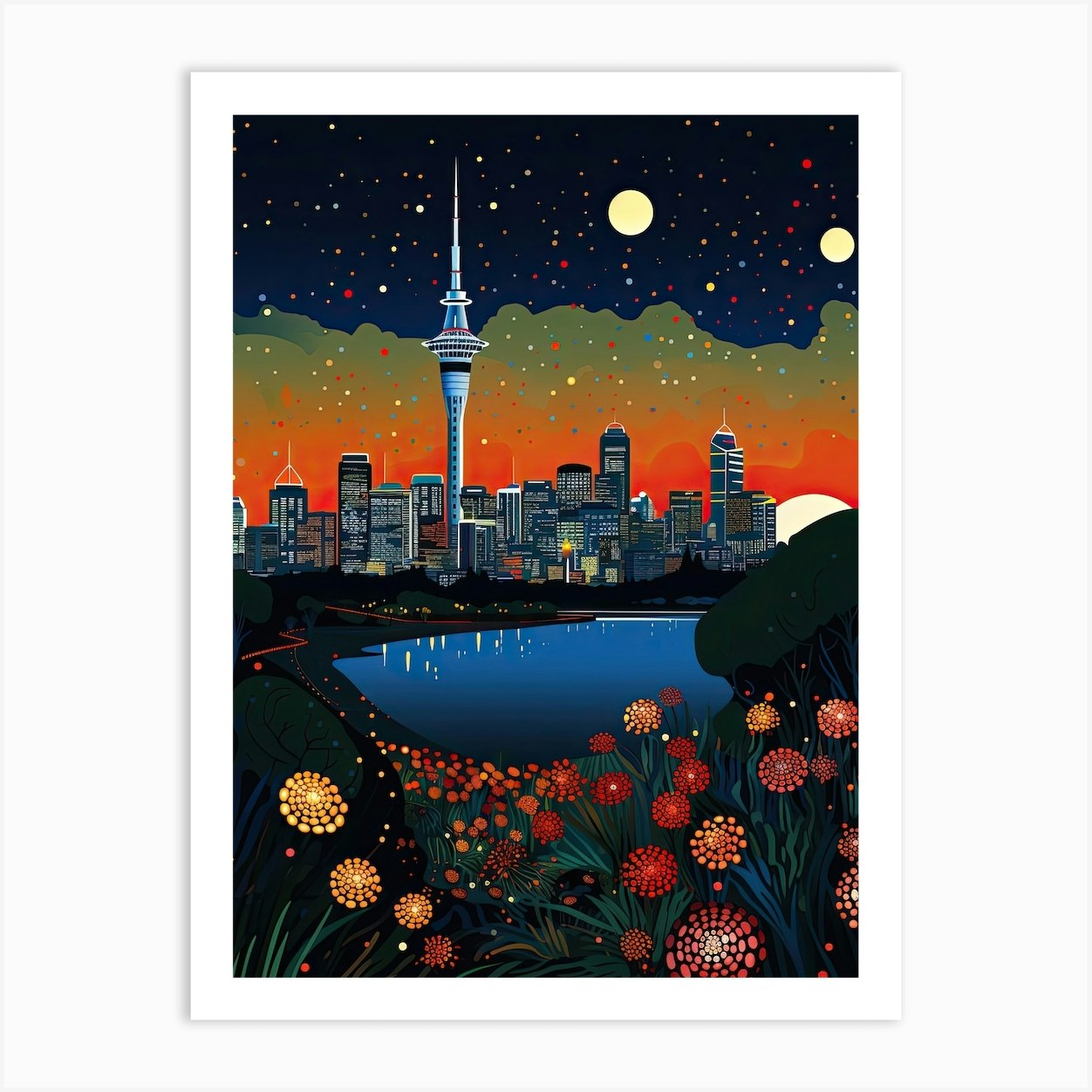 Auckland, Illustration In The Style Of Pop Art 3 Art Print by Travel