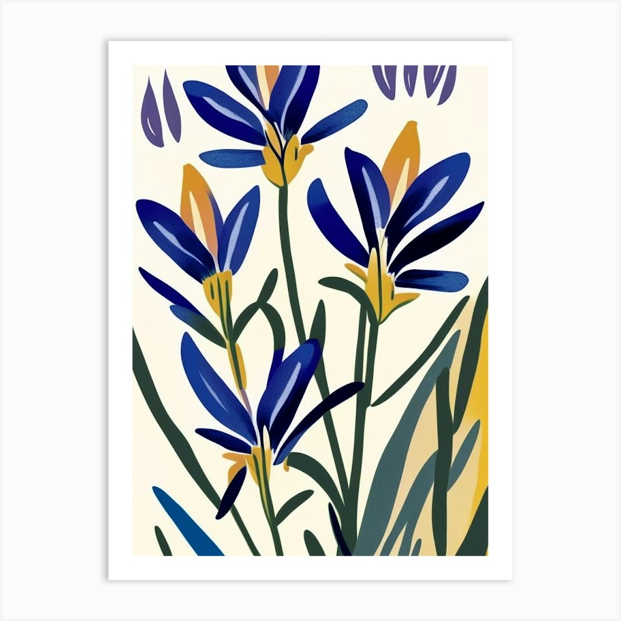 Prairie Gentian Wildflower Modern Muted Colours 2 Art Print by ...