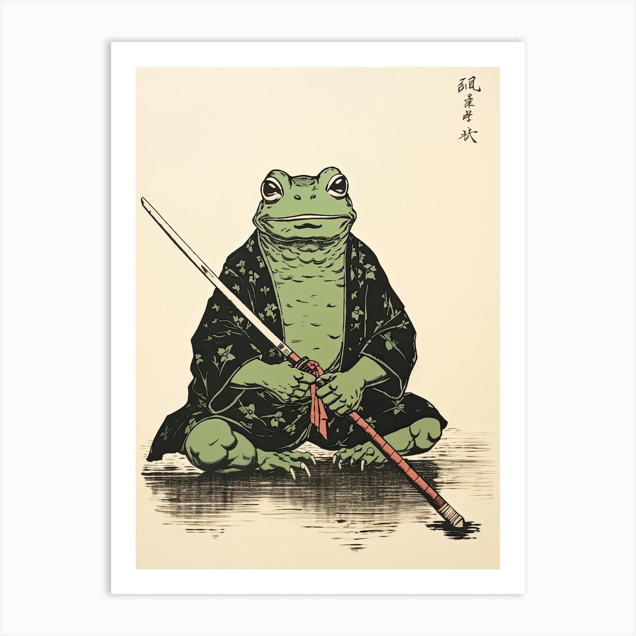 Frog Samurai, Matsumoto Hoji Inspired Japanese 4 Bathroom Art Print by ...