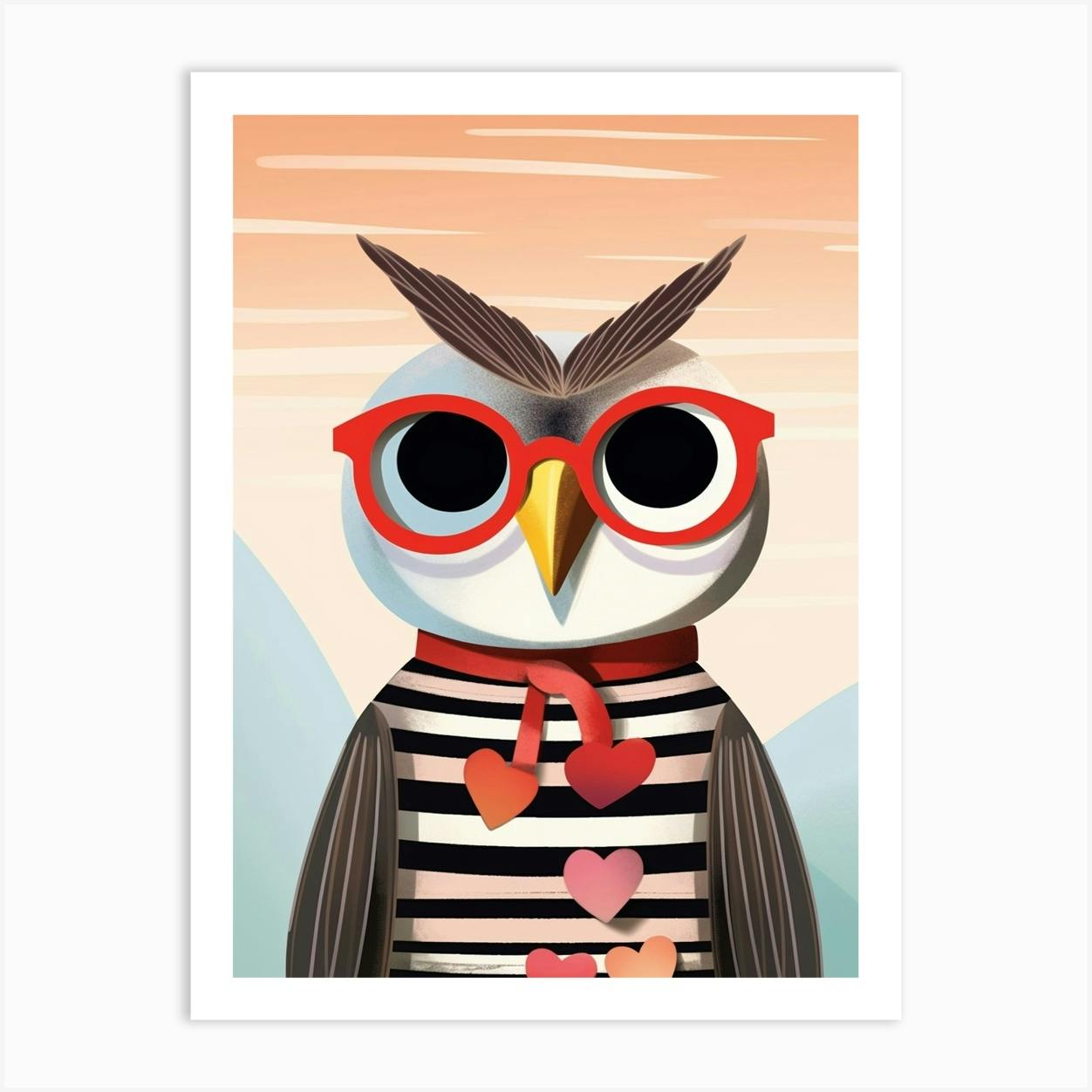 Little Owl 1 Wearing Sunglasses Art Print by Scribble Studio Fy