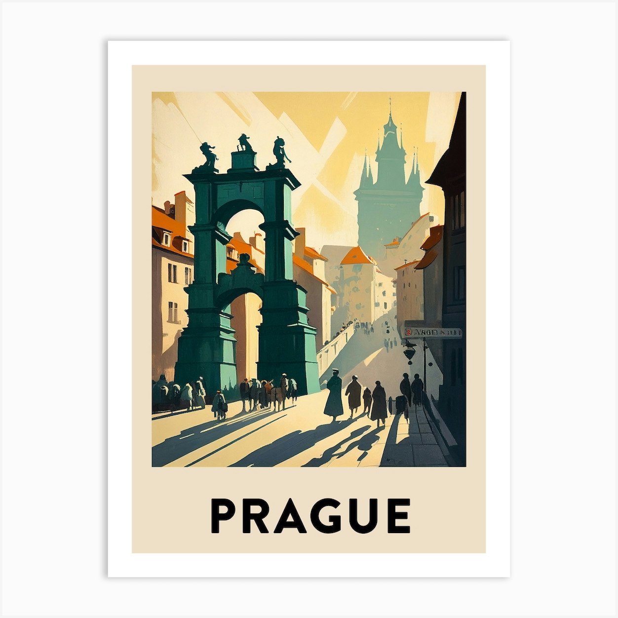 prague vintage travel poster