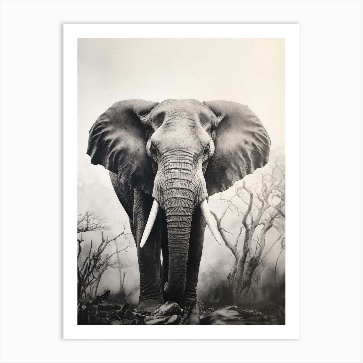 African Elephant Realism Portrait 3 Art Print by AfricanWild Strokes - Fy