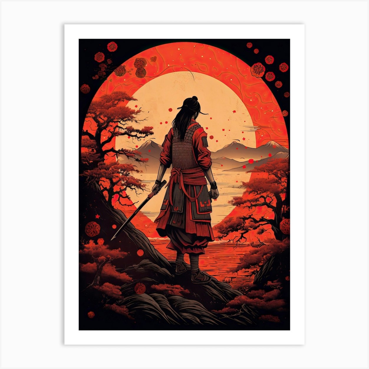 Samurai Ukiyo E Style Illustration 8 Art Print by Blade and Brush - Fy