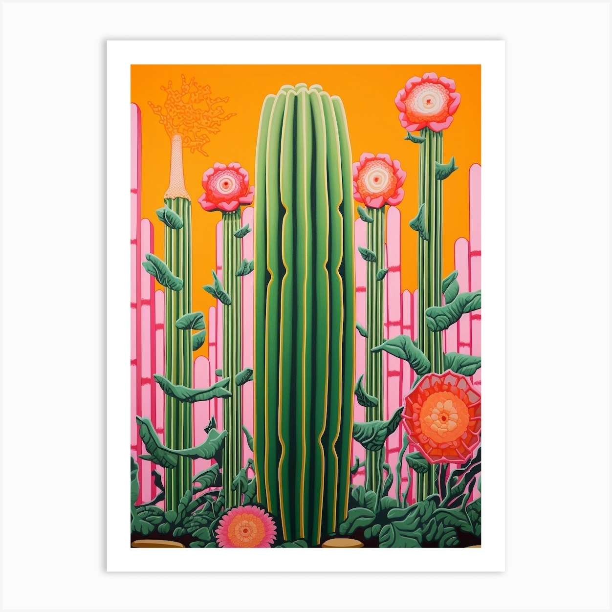 Mexican Style Cactus Illustration Organ Pipe Cactus 4 Art Print by ...