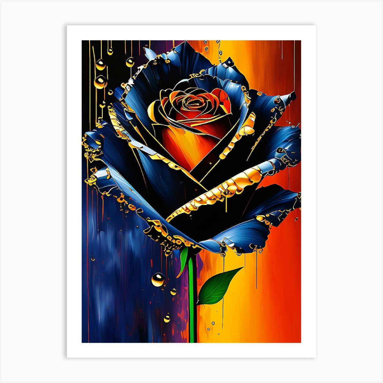 Blue Rose Art Print by SweetEnfinity - Fy