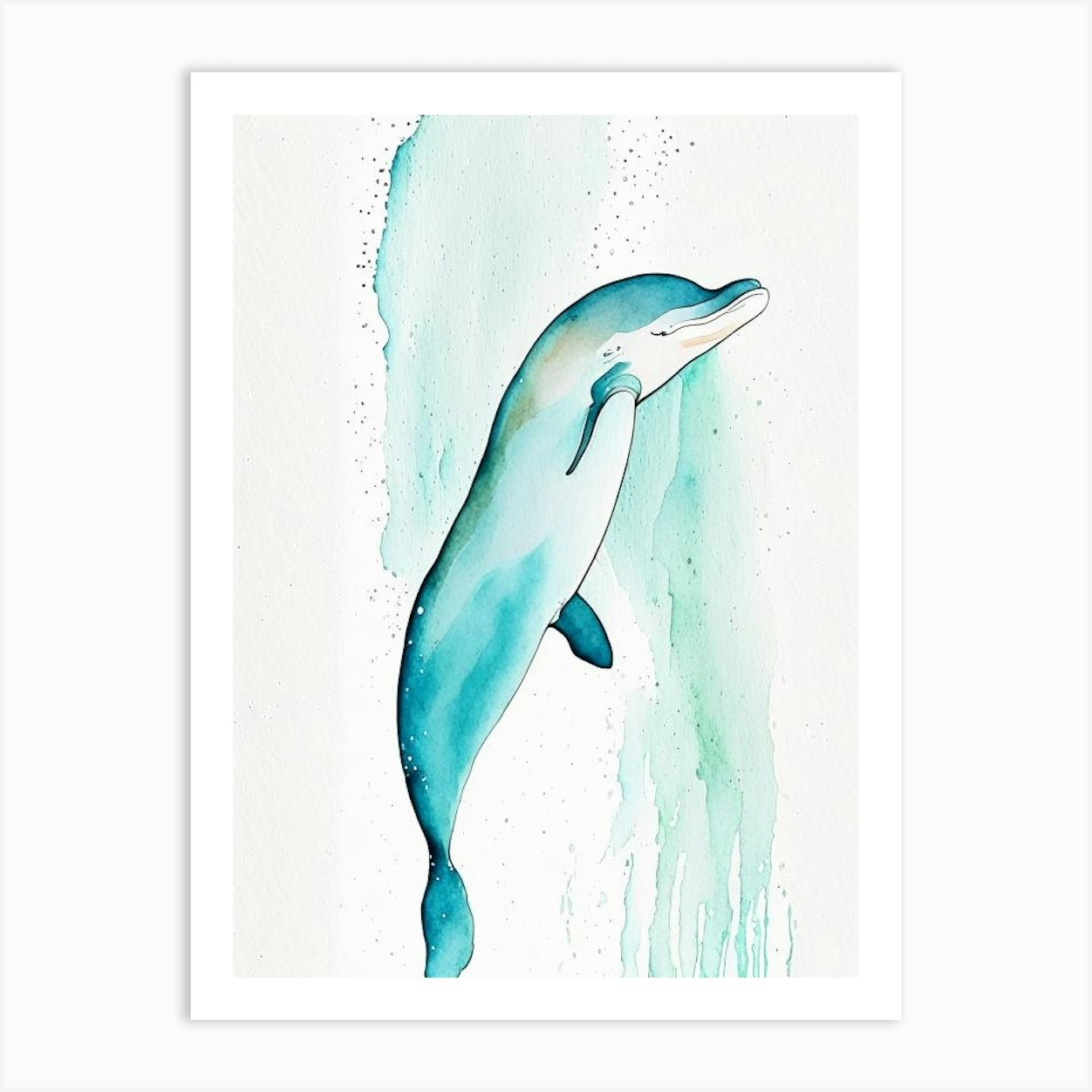 Irrawaddy Dolphin Minimilist Watercolour (2) Art Print by The Fish ...