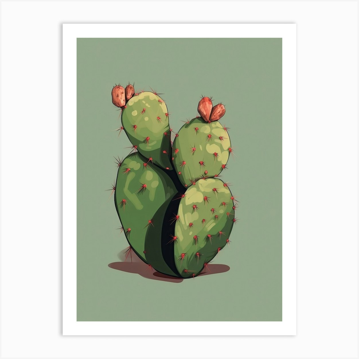 Prickly Pear Cactus Illustration 1 Art Print by Prickly Pear Art - Fy