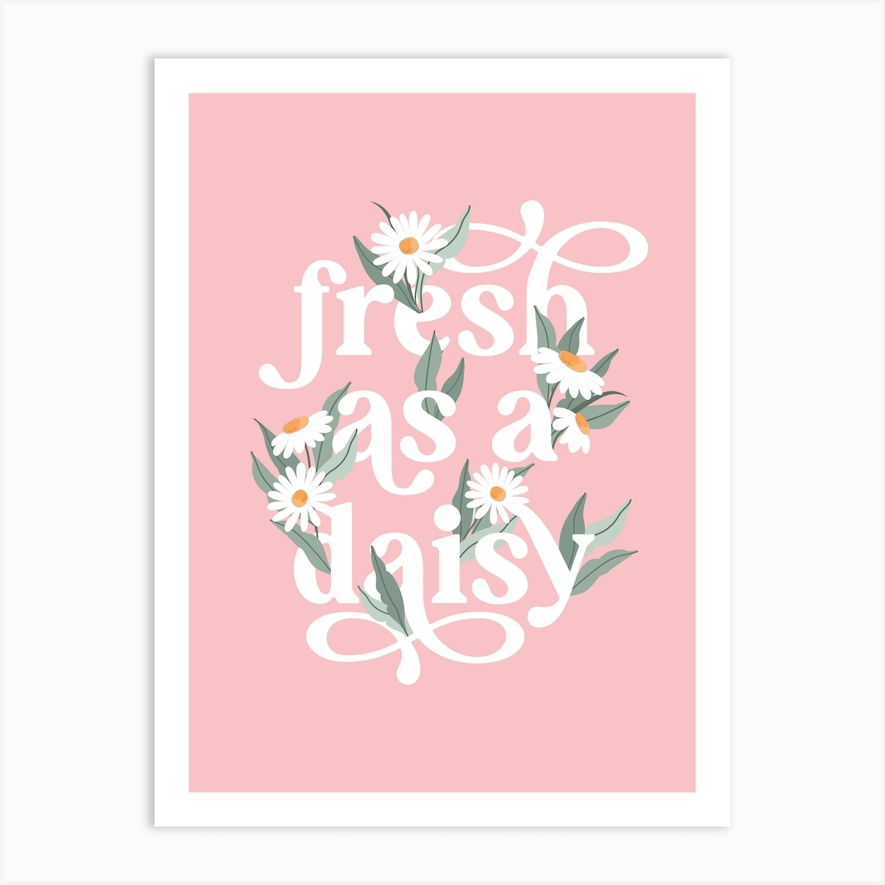 Fresh As A Daisy Pink Quote Art Print Art Print by Oh So Daisy Fy