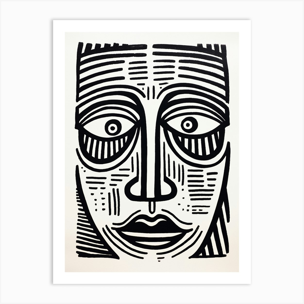 Geometric Linework Face Portrait 4 Art Print by Essence Lines - Fy