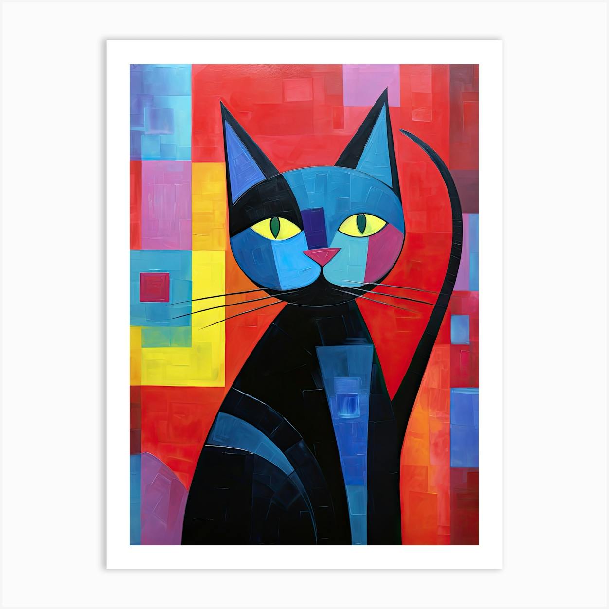 Abstract Cat Art popular Portrait 8.5 x 11 - Original Art