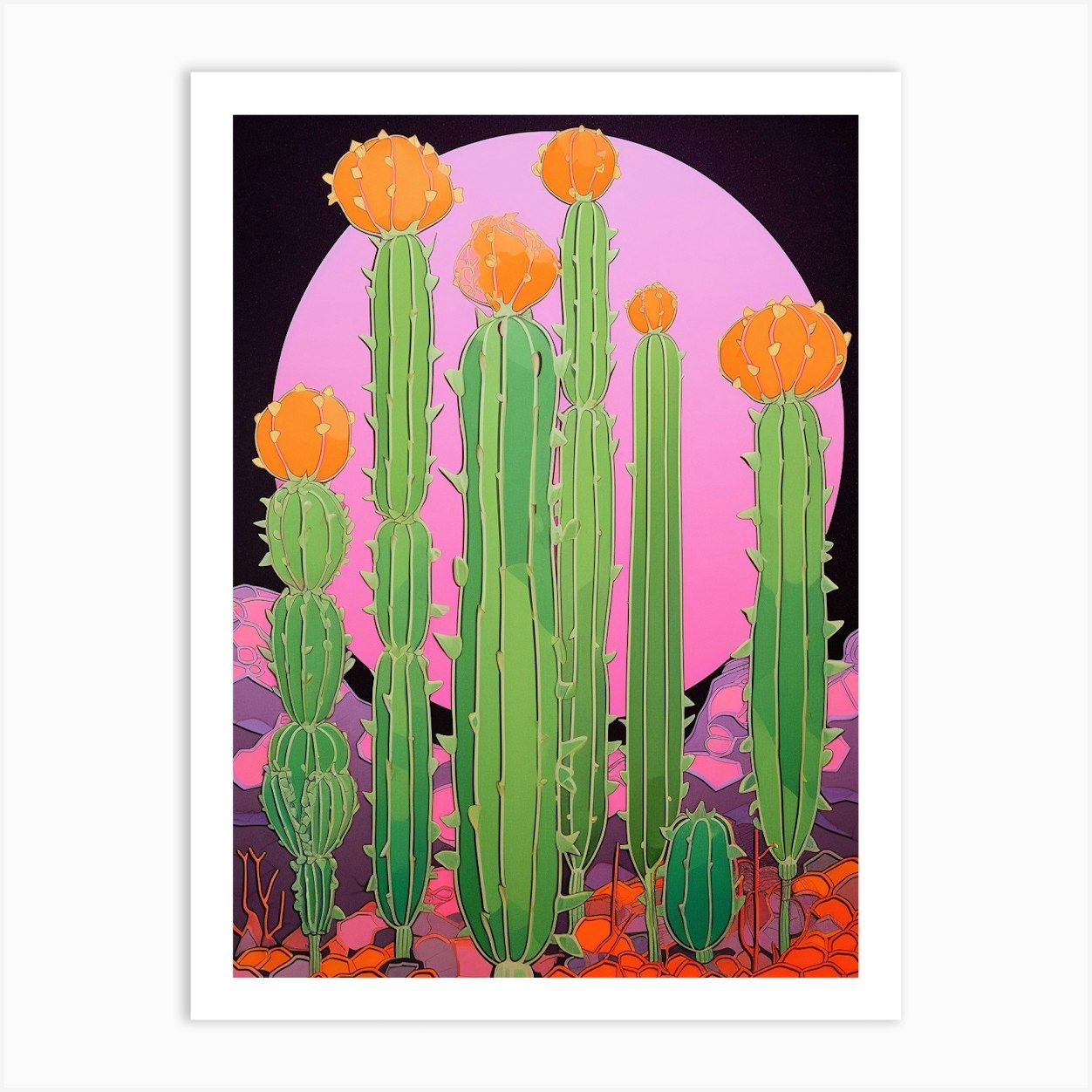 Mexican Style Cactus Illustration Moon Cactus 2 Art Print by Botanic ...