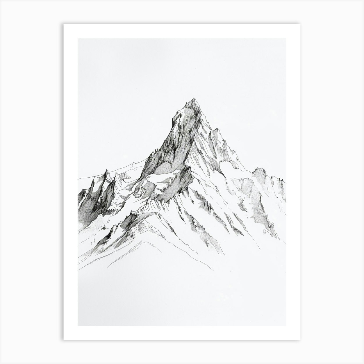 Aconcagua Argentina Line Drawing 3 Art Print by Pixel Peaks - Fy