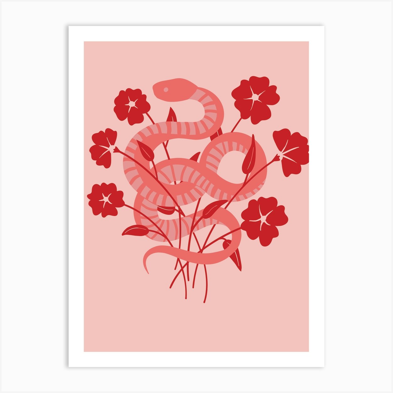 Pretty In Pink Snake Art Print By Naked Eye Studio - Fy