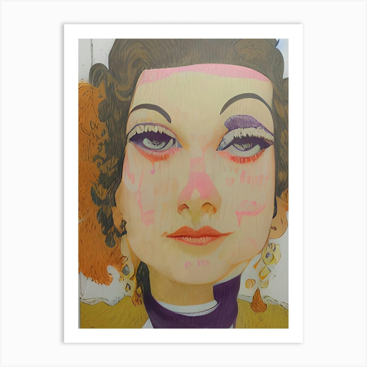Quirky Portrait Of Woman Art Print by Omorfia By Design Fy