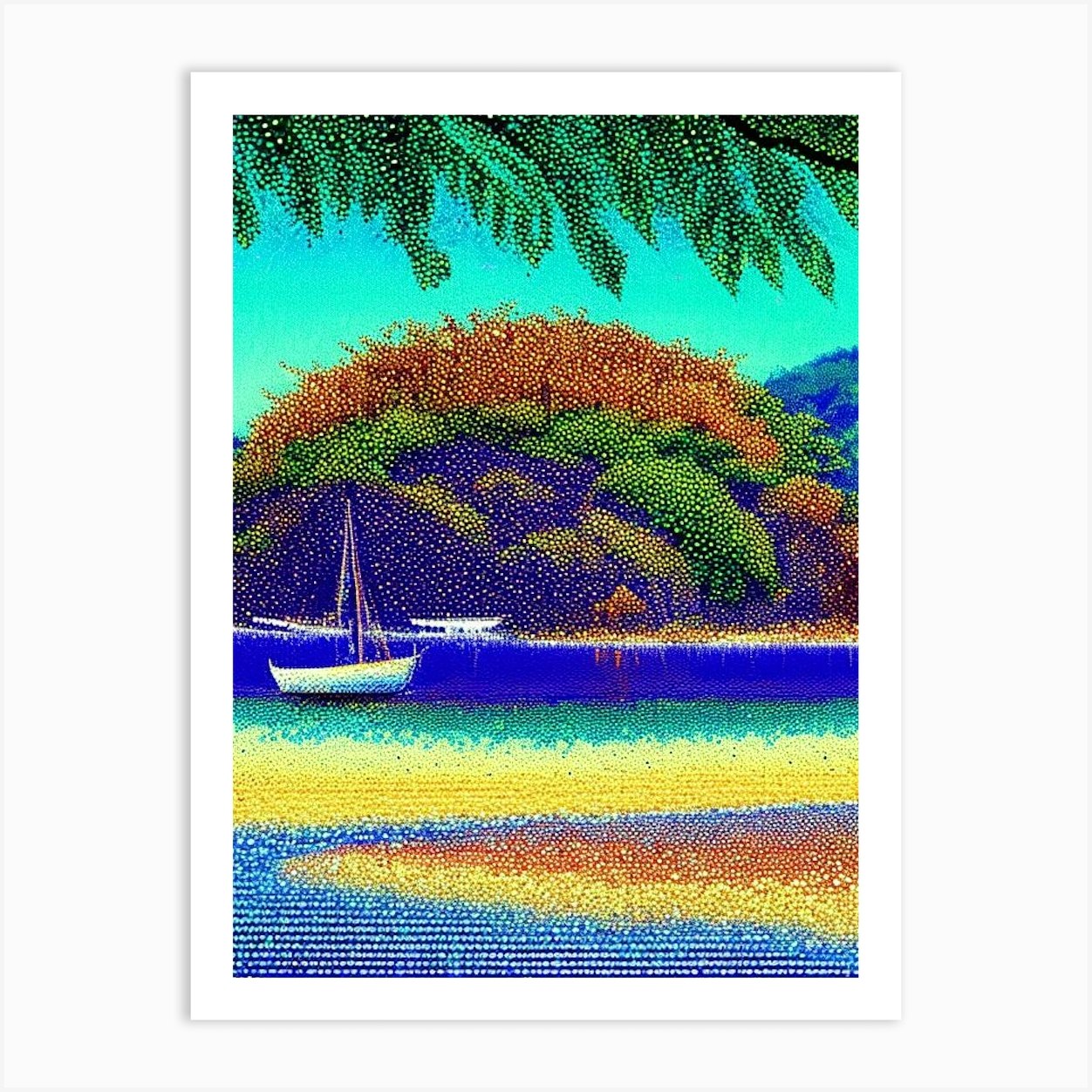 Cebu Island Philippines Pointillism Style Tropical Destination Art Print By Coconut Cove Fy 2604