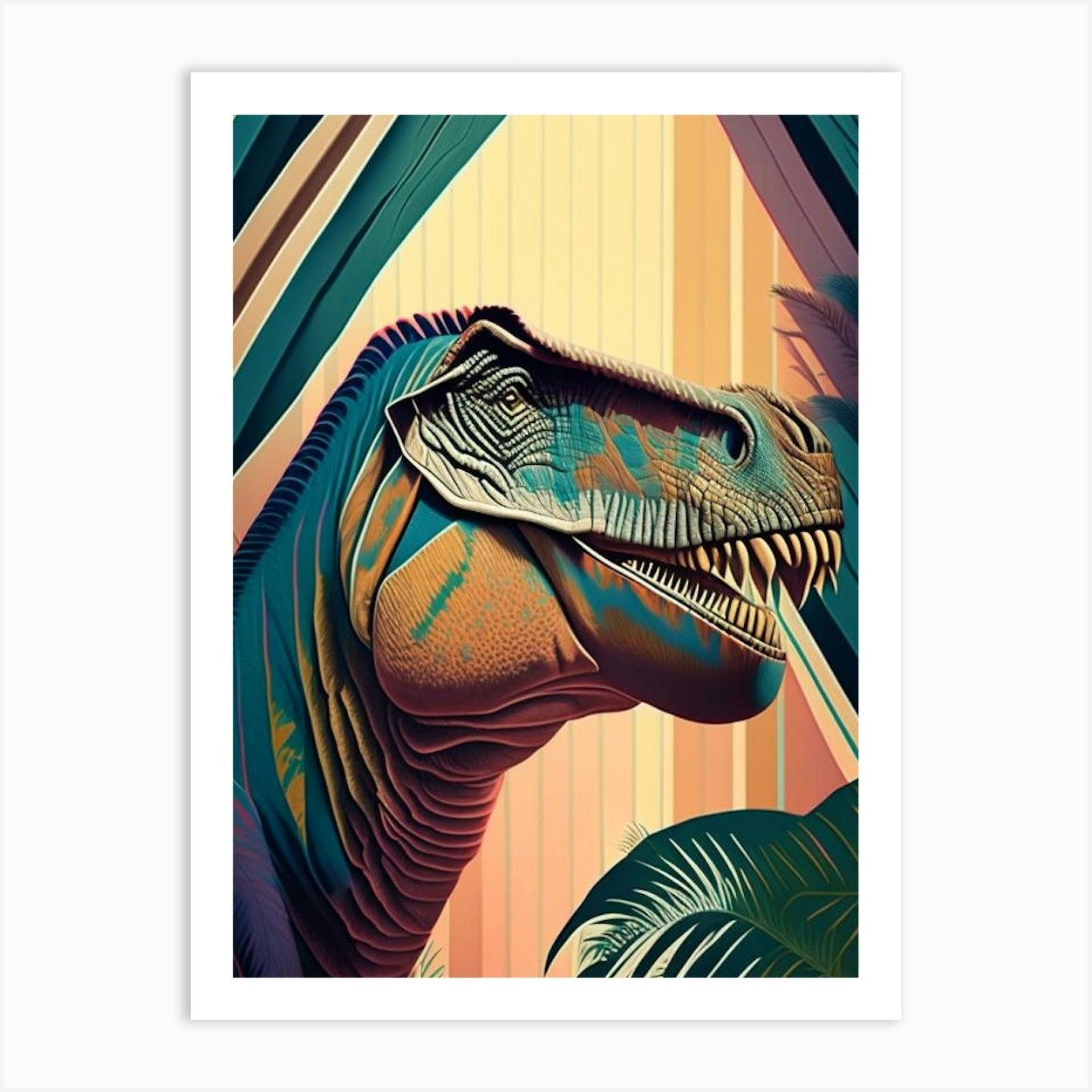 Tarbosaurus Pastel Dinosaur Art Print by Roarsome Art - Fy