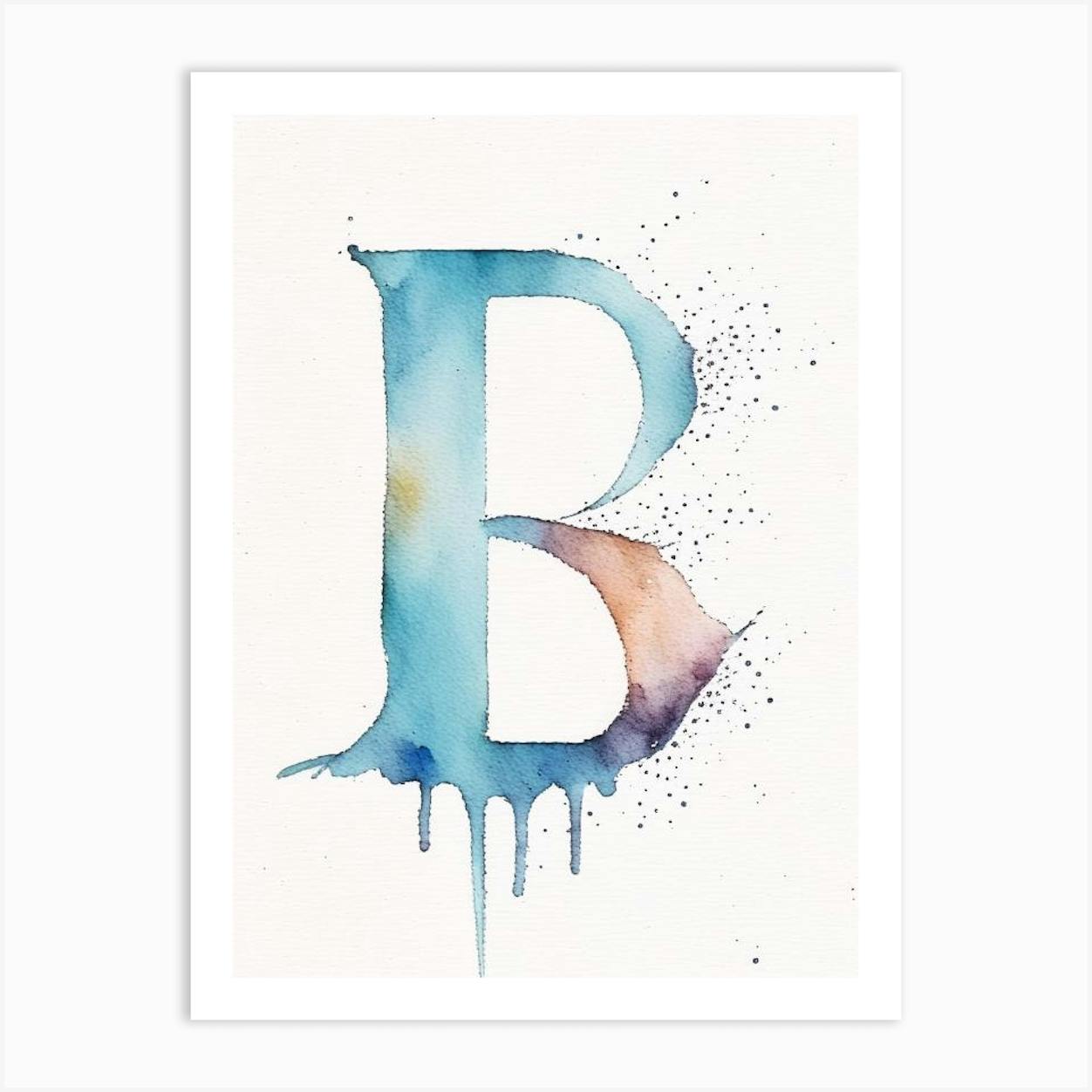 B, Letter, Alphabet Minimalist Watercolour 8 Art Print