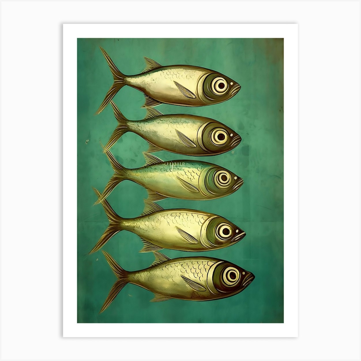 Vintage Sardines Art Print by Y watercolor Studio Fy